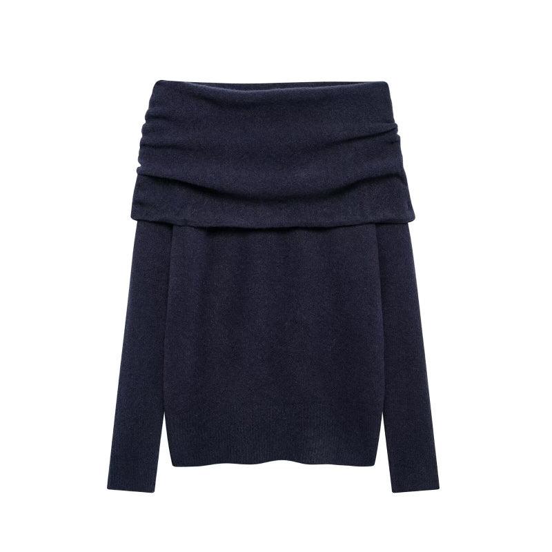 Off Shoulder Straight Flat Knit Sweater