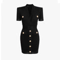 Knitted Short Sleeved V-neck Dress