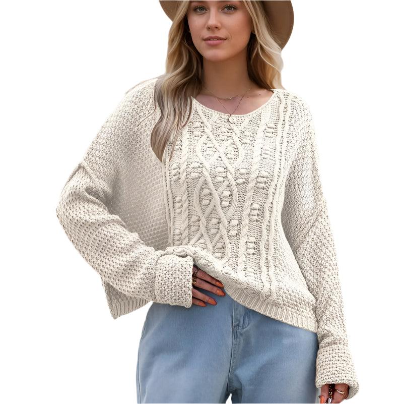 Round neck drop shoulder sweater - rnwayfashionista.com