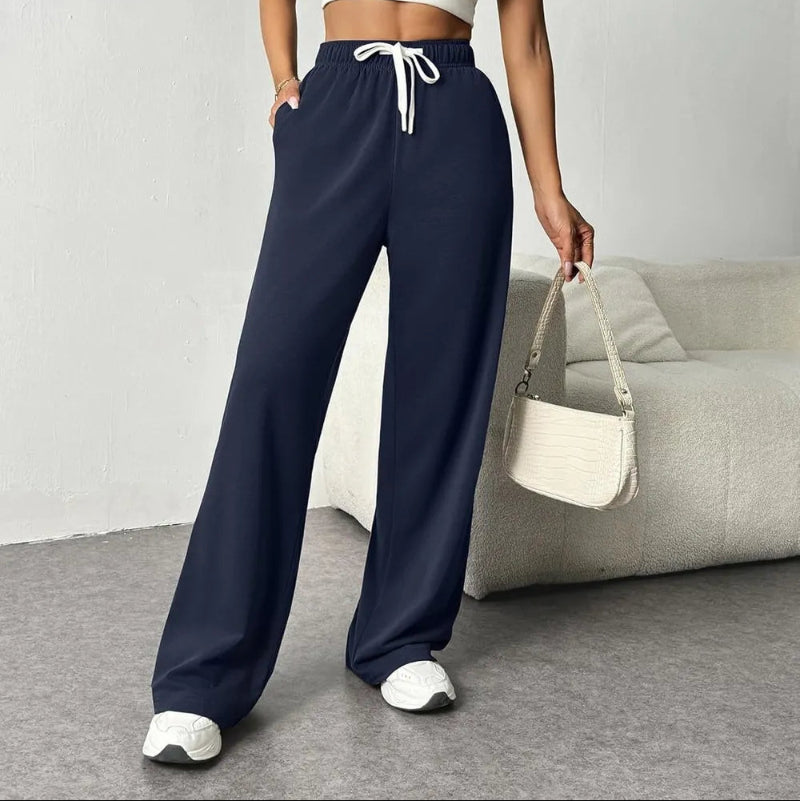Drawstring Wide Leg Pants with Pockets -runwayfashionista.com