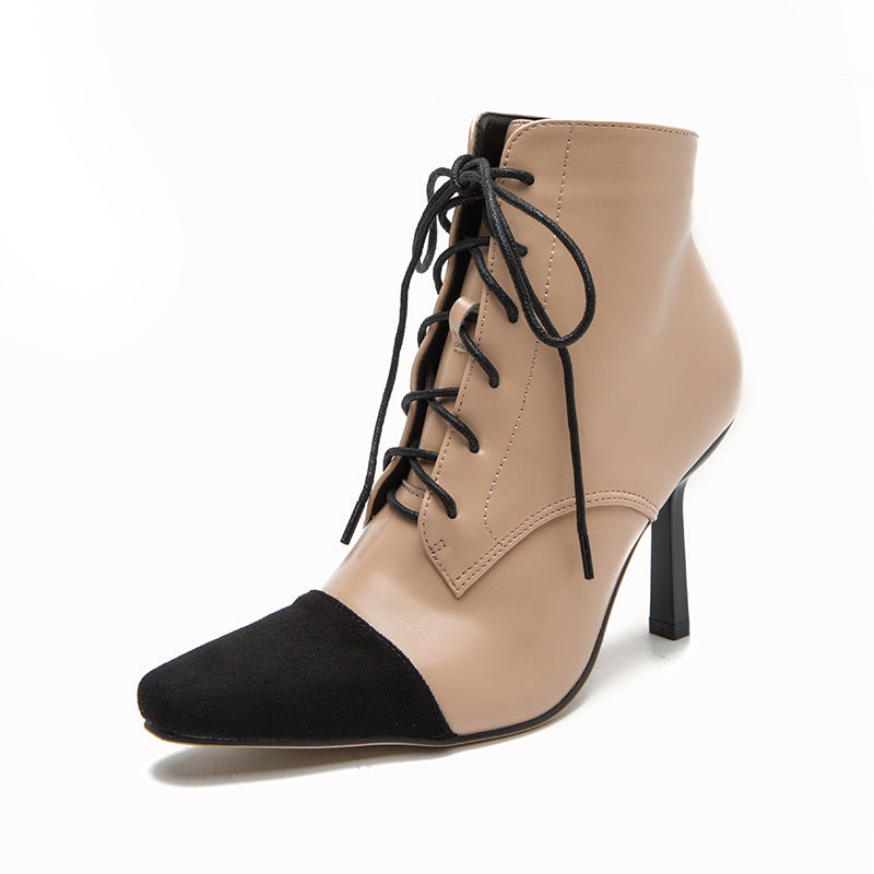 Short High Heel Boots - Apricot