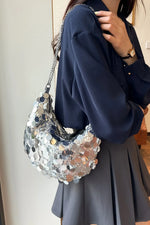 Sequin Chain Crossbody Bag - Adjustable & Stylish - rnwayfashionistacom