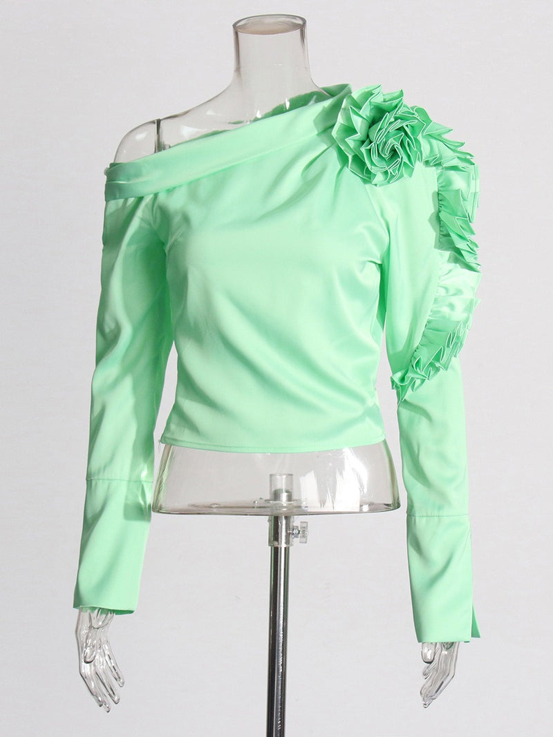 Diagonal Shoulder Decorative Top