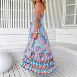 Multi-layer Ruffle Tiered Strapless Maxi Dress - violet