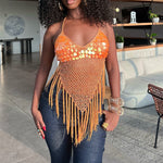 Sequined Tassel Camisole Top