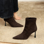 Pointed-Toe Stiletto Ankle Boots - dark brown