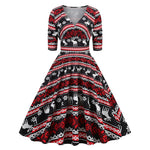 Snowflake Stripe V-Neck Midi Dress