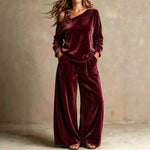 Velvet Off-Shoulder Two-Piece Set