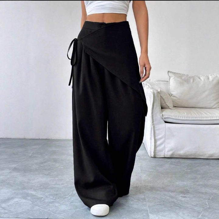 Casual Wide-leg Straight Pants - black