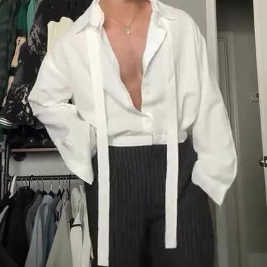 White Oversized Tie-Front Shirt