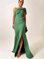 Green Bow Tube Top Evening Maxi Dress - green