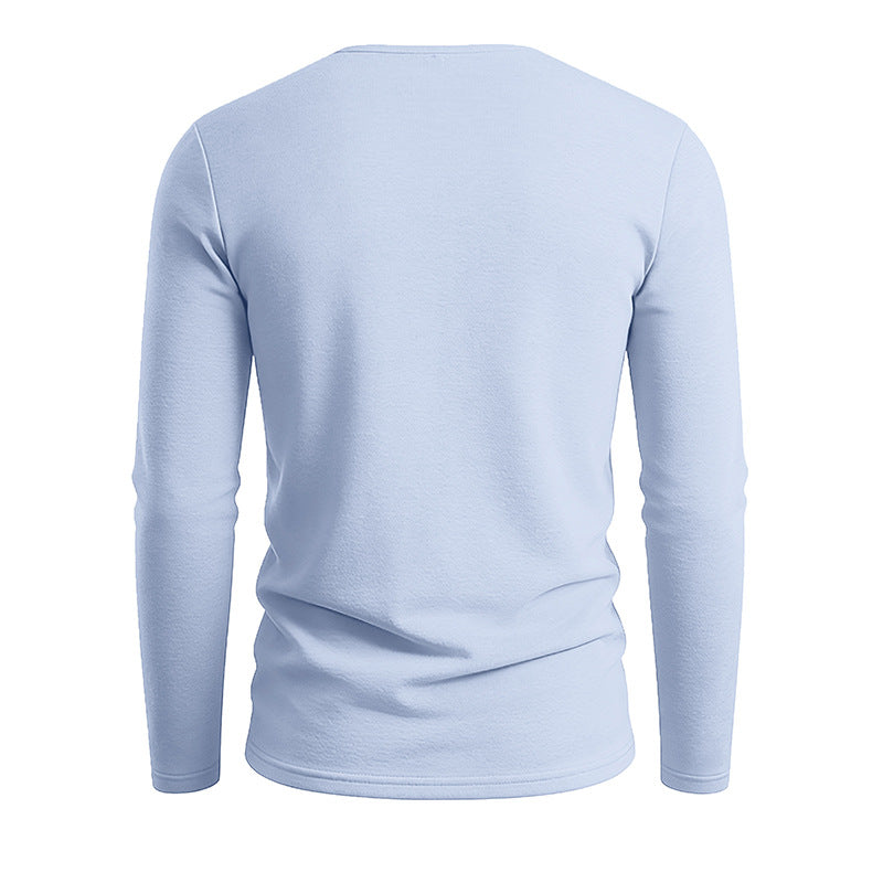 Men's Textured V-Neck Long Sleeve Top - light blue