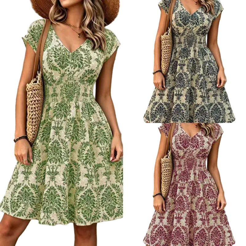Vintage Damask Floral Mini Dress,