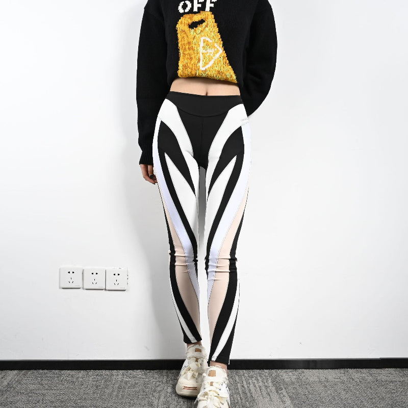 High waisted elastic leggings - white