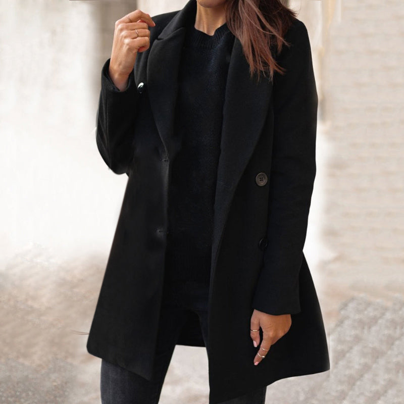Winter Long Woolen Coats - black