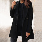 Winter Long Woolen Coats - black