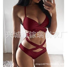 Criss-Cross Wrap Bandage Underwire V-Neck Spaghetti-Strap Bikini Set