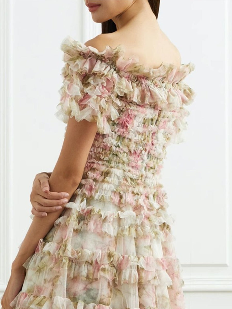 Sweet and fresh printed short Dress - runwayfashionista.com