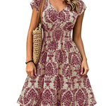 Vintage Damask Floral Mini Dress purple