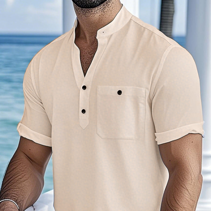 Effortless Modernity: The Lightweight Stand-Collar Shirt