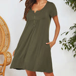 Short Sleeved Pocket Dress - runwayfashionista.com