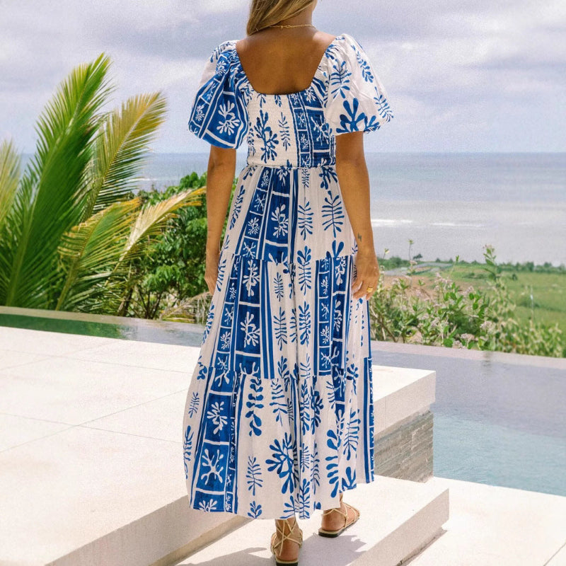 One Shoulder Multi-Way Pocket Maxi Dress - Blue