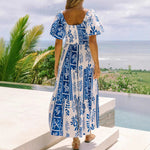 One Shoulder Multi-Way Pocket Maxi Dress - Blue