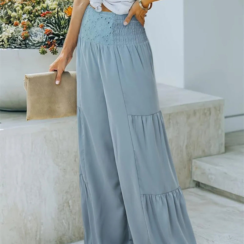 Smocked High Waist Pants -runwayfashionista.com
