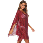 Make a bold statement with this sheer red chiffon mesh cover up