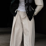 High-waisted Pleated Casual Pants