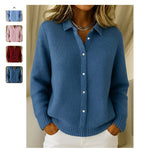 Long Sleeve Knitted Sweaters - blue