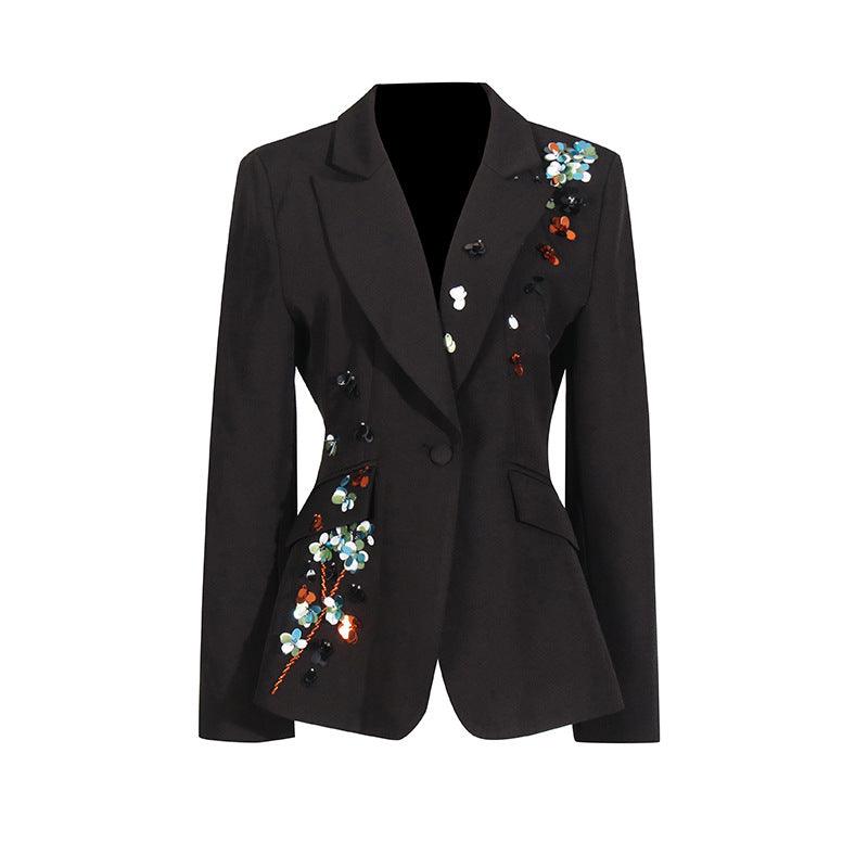 Elegant V-neck Sequined Jacket