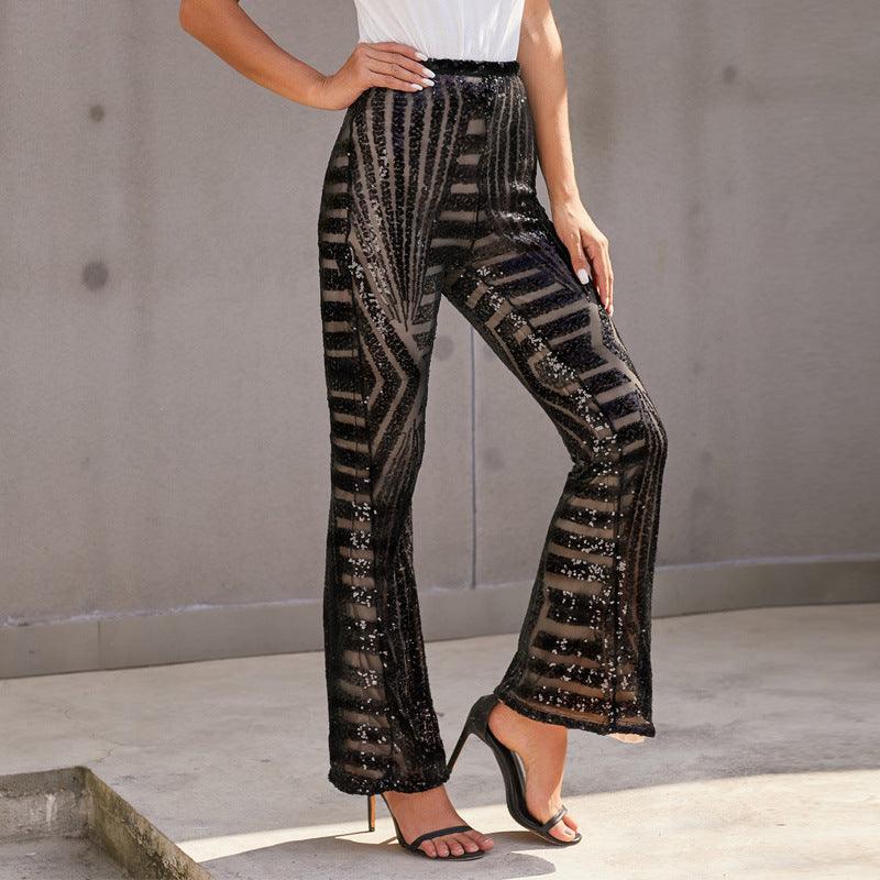 Sequin High Waisted Pants - runwayfashionista.com