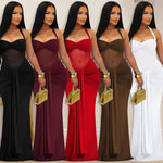 Sheer Mesh Halter Tie-Back Maxi Dress