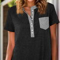 Half Button Short Sleeve T-Shirt - runwayfashionista.com