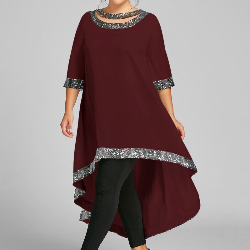 Glamorous Plus Size Sequined Dip Hem Dress