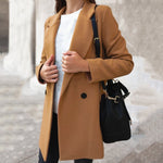 Winter Long Woolen Coats - khaki