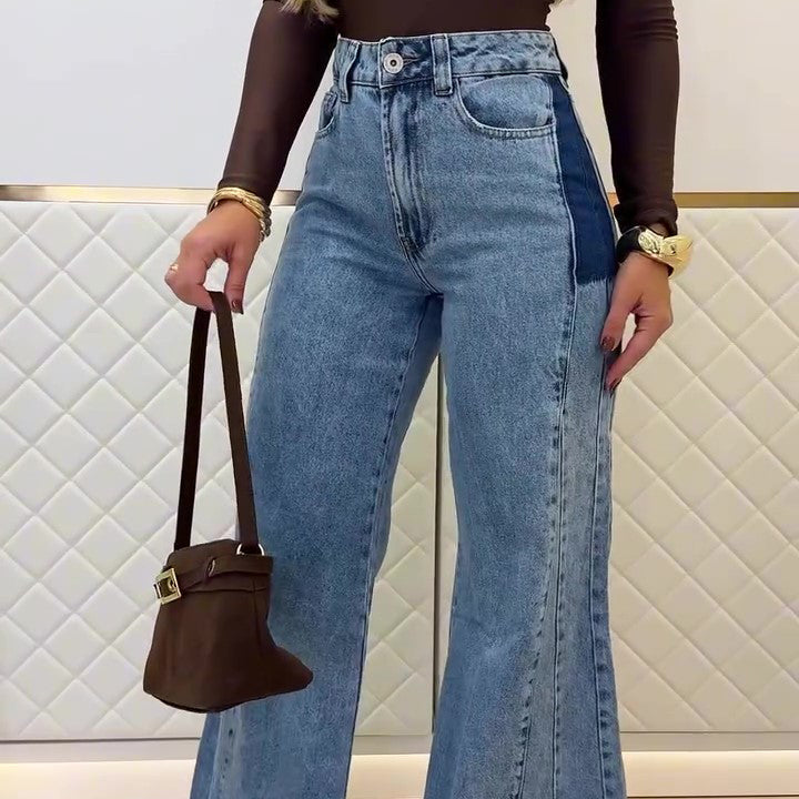 Trendy Light Blue High - Waisted Flared Jeans