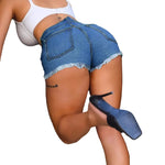 Edgy Distressed Denim Slim-fit Shorts