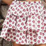 Layered Printed Mini Skirt - white