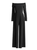 New Goddess Fan One Line Neck Jumpsuit - runwayfashionista.com