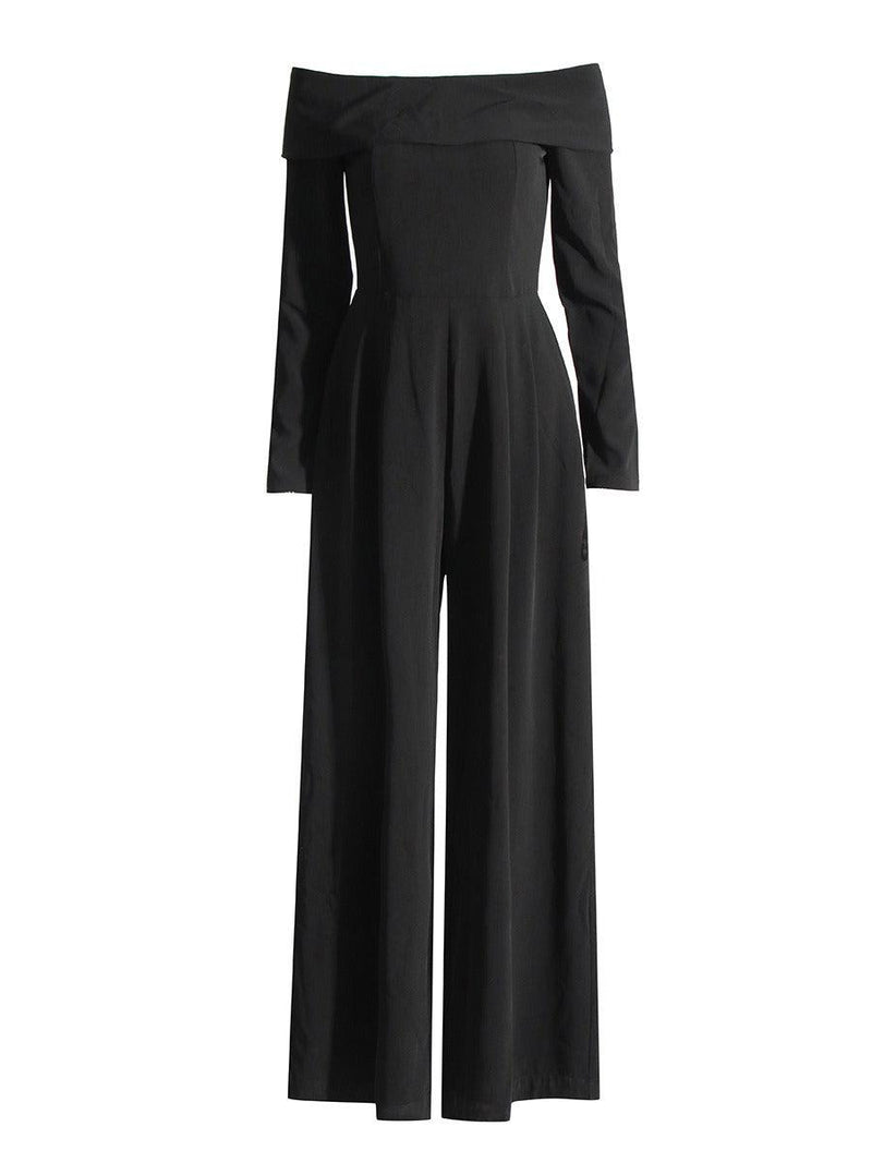 New Goddess Fan One Line Neck Jumpsuit - runwayfashionista.com