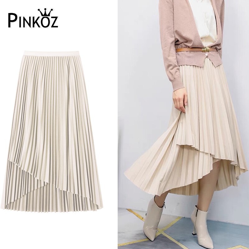 Stylish Irregular Pleated Long Skirt - runwayfashionista.com