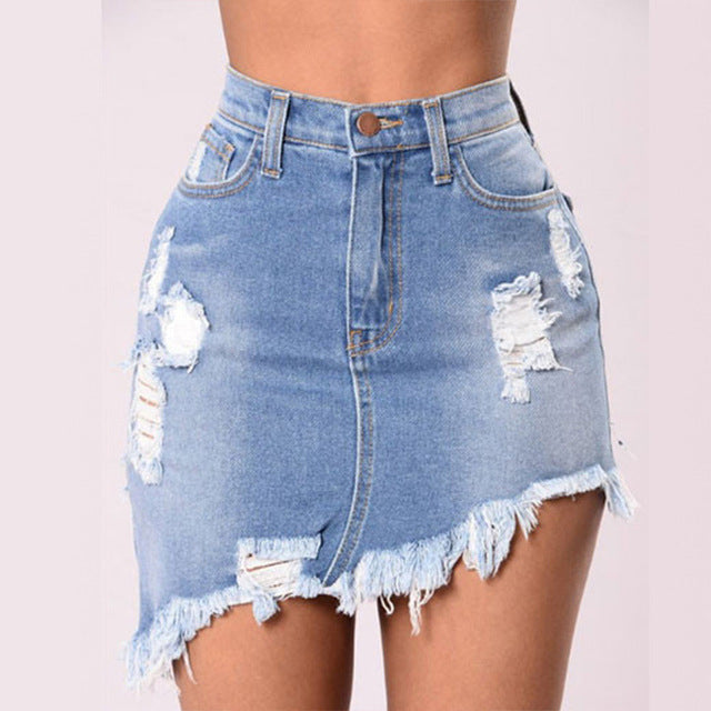 Ripped Tassel Package Hips Mini Skirts