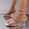 Bow Rhinestone Open-Toe Sandals - runwayfashionista.com