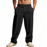 Breathable Cotton Linen Loose Pants - black