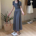 Fitted Top and Midi Skirt Two-Piece Set