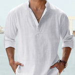 Casual Cotton Linen Shirt - white
