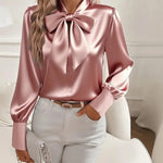 Elegant Bow-tie Temperament Blouse - pink