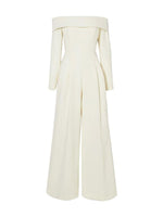 New Goddess Fan One Line Neck Jumpsuit - runwayfashionista.com